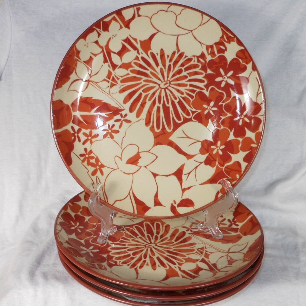 set of 4 salad plates. 222 Fifth Valle Red Stoneware